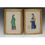 Chinese School (Qing dynasty, 19th century) A pair, A Court Mandarin and Lady-in-Waiting,