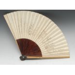 A 19th century twenty-seven stick paper, bamboo and palmwood fan,