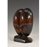 Natural History - a scholar's hardwood model of a Coco de Mer (Lodoicea), naturalistically carved,