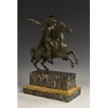 French School (19th century), a verdigris patinated equestrian bronze, Napoleon Bonaparte,