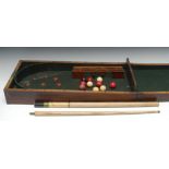 A George III mahogany rectangular table top bagatelle,