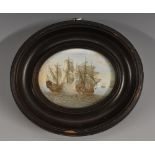 English School (19th century), maritime miniature, of a naval skirmish,