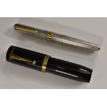 Pens - an oversize fountain pen, brass fittings, 13cm long; a Diplomat Classic fountain pen,