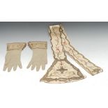 A pair of 17th century leather suede gloves,