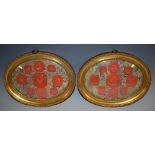 A pair of oval arrangements of Grand Tour wax seal impressions, 14.5cm x 19.