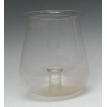 An unusual 19th century clear glass candle lantern, everted rim, cylindrical sconce, 16cm high,