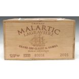 Château Malartic-Lagravière 2005, unopened case of 12 bottles, each 750ml, 12%,