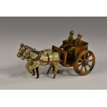 A German tinplate penny toy, by Georg Fischer, military horse drawn wagon, 10.