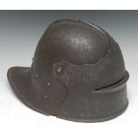 A Medieval Revival French steel helmet, hinged visor,