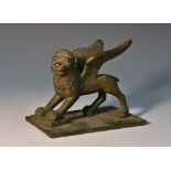 Italian Grand Tour School (19th century), a patinated desk bronze, of The Lion of Venice,