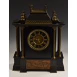 A 19th century Noir Belge architectural mantel clock,