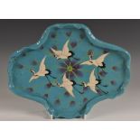 An Aesthetic Movement Japanesque quatrefoil tray, probably French, in the Japanese taste,