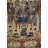 A Persian silk rectangular narrative carpet,