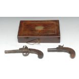 A 19th century percussion pocket pistol, for restoration, 16cm long; another,
