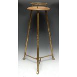 Maritime Furniture - a Victorian oak and brass patent ship's tripod wine decanter table,