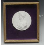 A large 19th century French plaster bas relief portrait plaque, of Empress Joséphine,