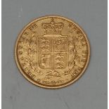 Coin, GB, Queen Victoria, Young Head Coinage, 1854 gold sovereign, obv: second large head with W.W.