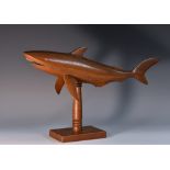 Tribal Art - a Pitcairn Island carving, of a shark, turned support, rectangular mahogany base, 40.