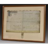 Local Interest - a William III ink manuscript and vellum indenture, dated 1699,