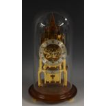 A 20th century architectural novelty gilt brass skeleton clock, as a Gothic cathedral, by Elliott,