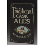 Breweriana - a slate pub sign, Mitchells & Butlers Traditional Cask Ales, 50cm x 30.