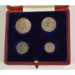 Coins, GB, Queen Victoria, 1863 Maundy Set, contemporary fitted red morocco case en suite,