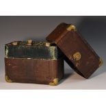 A 19th century brass mounted leather gentleman chemist's field box,