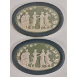 A pair of Neoclassical style oval jasper ware plaques,