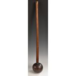 Tribal Art - a Zulu knobkerrie, large globular head, 66cm long, South Africa,