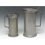A 19th century French pewter two-litre flagon, by Le Seigneur, Caen,