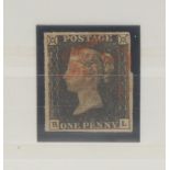 Stamps - Qu 1840 penny black lettered RL,