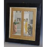 An early 20th century oak connoisseur's Old Master diptych altarpiece,