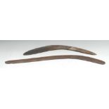 Tribal Art - an Australian Aboriginal hunting boomerang, stone or tooth tula carved and fluted,