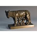 Grand Tour School (19th century), a brown patinated bronze, of the Capitoline Wolf,