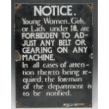 Rolls - Royce, Derby - Factory Safety - an early 20th century enamel sign, Notice.