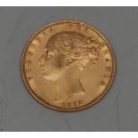 Coin, GB, Queen Victoria, Young Head Coinage, 1872 gold sovereign, obv: second large head,