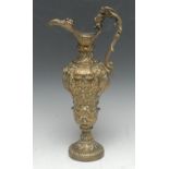 A 19th century Renaissance Revival bronze ewer, cast in the manner of Cellini, dragon handle, 35.