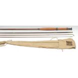Fishing - a three-section split-cane hardwood fly-fishing rod, by Hardy Bros Ltd, Alnwick,