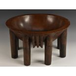 Tribal Art - a Fijian kava bowl, dished circular well, eight legs,