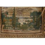 An Ottoman influence rectangular woolen carpet, the field with a named-view of the Old Royal Palace,