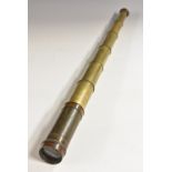 A 19th century brass six-draw telescope, sliding aperture to eyepiece,