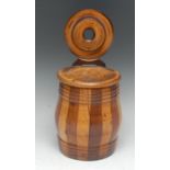 Treen - a 19th century Scottish ogee barrel-shaped salt box,