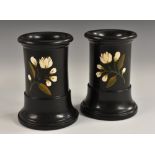 A pair of 19th century Derbyshire Ashford Marble cylinder spill vases,