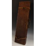 Shooting - a Victorian brass mounted leather rectangular gun case,