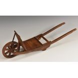 An early 20th century beech scratch-built model porter's barrow,