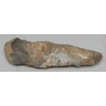Antiquities - Stone Age, a Danish flint point weapon, 13cm long, ink MS collector's label,