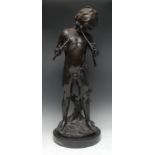 After Auguste Moreau (French, 1834-1917), a large brown patinated bronze, The Pan Piper,