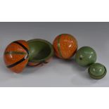 A set of Kashmiri novelty stacking globular boxes,