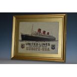 Maritime & Shipping - an American 'Stevengraph' advertisement, United Lines,