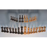 An Edinburgh or Northern Upright pattern boxwood and rosewood chess set,